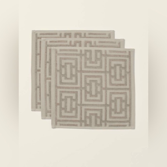 H&M Home 3-Pack Washcloths Organic Cotton Jacquard-Weave Taupe Size 12x12” NWT - Picture 8 of 9